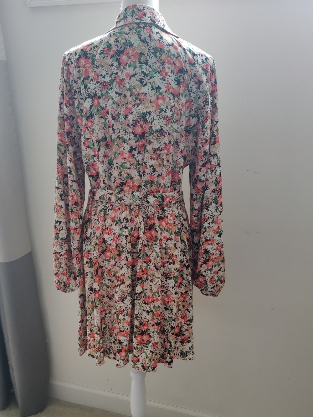H&M Floral Balloon-sleeved Button Down shirt dress Y2K Cottagecore Vintage - Picture 8 of 14
